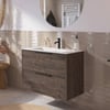 Saniselect Luca badmeubelset incl. keramieken wastafel 81x51cm kasteel bruin met mat zwarte greep