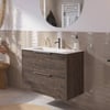 Saniselect Luca badmeubelset incl. keramieken wastafel 81x51cm kasteel bruin met rvs greep