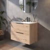 Saniselect Luca badmeubelset incl. keramieken wastafel 81x51cm natuur eiken met mat zwarte greep