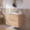 Saniselect Luca badmeubelset incl. keramieken wastafel 81x51cm natuur eiken met rvs greep