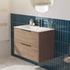 Saniselect Luca badmeubelset incl. keramieken wastafel 81x51cm toffee met mat zwarte greep
