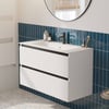 Saniselect Guarda badmeubelset incl. keramieken wastafel 101x46cm mat wit met zwarte greeplijst