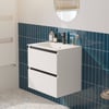 Saniselect Guarda badmeubelset incl. keramieken wastafel 61x51cm mat wit met zwarte greeplijst
