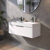 Saniselect Luca Badmeubelset incl. mineraal gegoten wastafel 100x46cm glans wit met grafiet greep