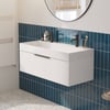 Saniselect Luca Badmeubelset incl. mineraal gegoten wastafel 100x46cm mat wit met mat zwarte greep