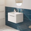Saniselect Luca Badmeubelset incl. mineraal gegoten wastafel 60x46cm mat wit met chromen greep