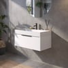Saniselect Luca Badmeubelset incl. mineraal gegoten wastafel 80x46cm glans wit met mat zwarte greep