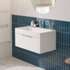 Saniselect Luca Badmeubelset incl. mineraal gegoten wastafel 80x46cm mat wit met rvs greep