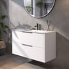 Saniselect Luca badmeubelset incl. keramieken wastafel 101x51cm glans wit met grafiet greep