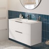 Saniselect Luca badmeubelset incl. keramieken wastafel 101x51cm mat wit met mat zwarte greep