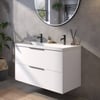 Saniselect Luca Badmeubelset incl. mineraal gegoten wastafel 100x51cm glans wit met grafiet greep
