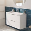 Saniselect Luca Badmeubelset incl. mineraal gegoten wastafel 100x40cm glans wit met chromen greep
