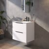 Saniselect Luca badmeubelset incl. keramieken wastafel 61x51cm glans wit met mat zwarte greep