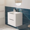 Saniselect Luca badmeubelset incl. keramieken wastafel 61x51cm mat wit met mat zwarte greep