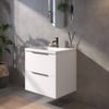Saniselect Luca Badmeubelset incl. mineraal gegoten wastafel 60x51cm glans wit met grafiet greep