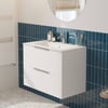 Saniselect Luca badmeubelset incl. keramieken wastafel 81x51cm mat wit met chromen greep