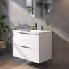 Saniselect Luca Badmeubelset incl. mineraal gegoten wastafel 80x51cm glans wit met grafiet greep