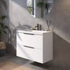 Saniselect Luca Badmeubelset incl. mineraal gegoten wastafel 80x40cm glans wit met mat zwarte greep