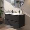 Saniselect Guarda badmeubelset incl. mineraal gegoten wastafel 100x51cm eiken zwart met zwarte greeplijst