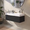 Saniselect Luca Badmeubelset incl. mineraal gegoten wastafel 100x46cm eiken zwart met grafiet greep