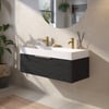 Saniselect Luca Badmeubelset incl. mineraal gegoten wastafel 100x46cm eiken zwart met messing greep