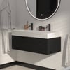 Saniselect Luca Badmeubelset incl. mineraal gegoten wastafel 100x46cm eiken zwart met mat zwarte greep