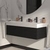 Saniselect Luca Badmeubelset incl. mineraal gegoten wastafel 120x46cm eiken zwart met mat zwarte greep
