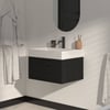 Saniselect Luca Badmeubelset incl. mineraal gegoten wastafel 60x46cm eiken zwart met mat zwarte greep