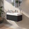 Saniselect Luca Badmeubelset incl. mineraal gegoten wastafel 80x46cm eiken zwart met grafiet greep