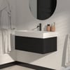 Saniselect Luca Badmeubelset incl. mineraal gegoten wastafel 80x46cm eiken zwart met mat zwarte greep