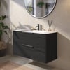 Saniselect Luca badmeubelset incl. keramieken wastafel 101x51cm eiken zwart met grafiet greep