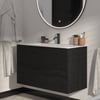 Saniselect Luca badmeubelset incl. keramieken wastafel 101x51cm eiken zwart met mat zwarte greep