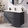 Saniselect Luca Badmeubelset incl. keramieken wastafel 101x46cm gebrand zwart met mat zwarte greep