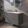 Saniselect Luca Badmeubelset incl. keramieken wastafel 101x46cm gebrand zwart met rvs greep