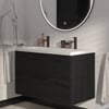 Saniselect Luca Badmeubelset incl. mineraal gegoten wastafel 100x51cm eiken zwart met mat zwarte greep