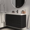 Saniselect Luca Badmeubelset incl. mineraal gegoten wastafel 100x40cm eiken zwart met mat zwarte greep