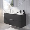 Saniselect Luca Badmeubelset incl. keramieken wastafel 121x46cm zijdeglans zwart met rvs greep