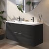 Saniselect Luca Badmeubelset incl. mineraal gegoten wastafel 120x51cm eiken zwart met grafiet greep