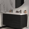 Saniselect Luca Badmeubelset incl. mineraal gegoten wastafel 120x51cm eiken zwart met mat zwarte greep