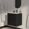 Saniselect Luca badmeubelset incl. keramieken wastafel 61x51cm eiken zwart met mat zwarte greep