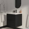 Saniselect Luca Badmeubelset incl. mineraal gegoten wastafel 60x51cm eiken zwart met mat zwarte greep