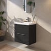 Saniselect Luca Badmeubelset incl. mineraal gegoten wastafel 60x40cm eiken zwart met grafiet greep