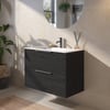 Saniselect Luca badmeubelset incl. keramieken wastafel 81x51cm eiken zwart met grafiet greep