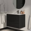 Saniselect Luca badmeubelset incl. keramieken wastafel 81x51cm eiken zwart met mat zwarte greep