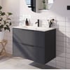 Saniselect Luca badmeubelset incl. keramieken wastafel 81x51cm gebrand zwart met mat zwarte greep
