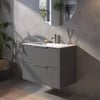 Saniselect Luca badmeubelset incl. keramieken wastafel 81x51cm gebrand zwart met rvs greep