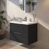Saniselect Luca Badmeubelset incl. mineraal gegoten wastafel 80x51cm eiken zwart met grafiet greep