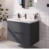 Saniselect Luca Badmeubelset incl. mineraal gegoten wastafel 80x51cm gebrand zwart met mat zwarte greep