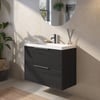 Saniselect Luca Badmeubelset incl. mineraal gegoten wastafel 80x40cm eiken zwart met grafiet greep