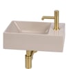 Ben Stelvio fonteinset mat beige keramiek incl. geborsteld messing kraan rechts